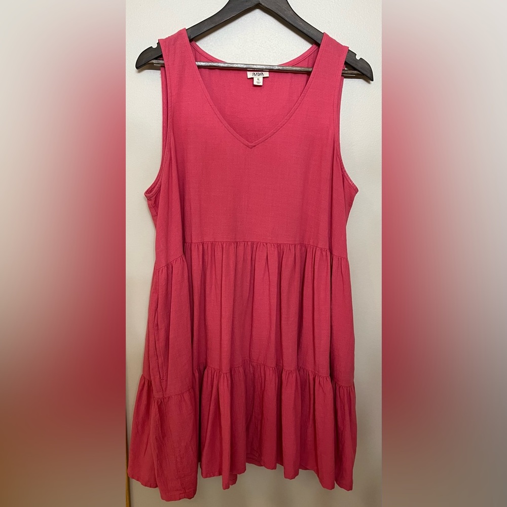 a.n.a. Sleeveless Coral Tiered Dress